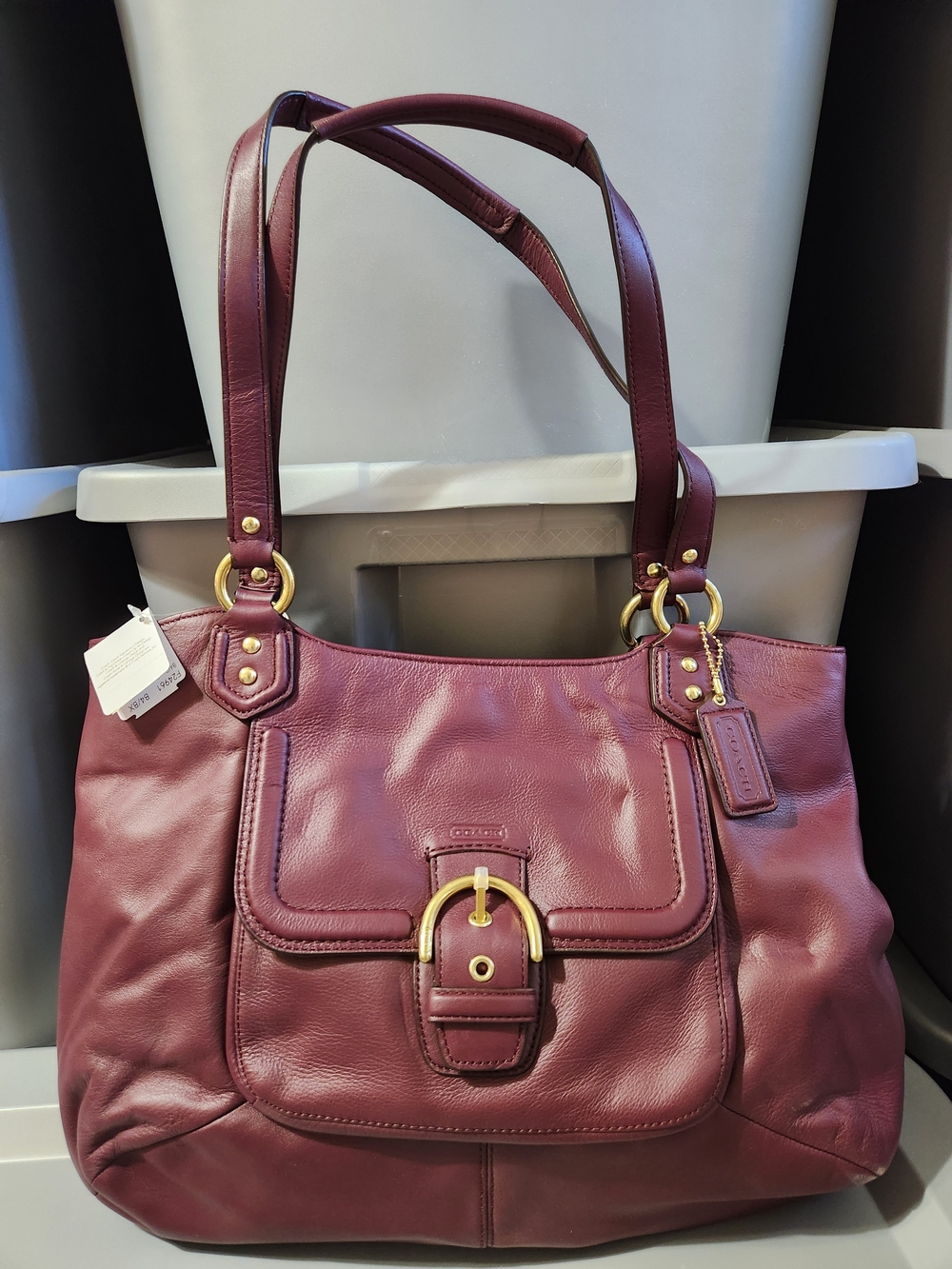 NWT Coach Leather Shoulder Bag in Burgundy